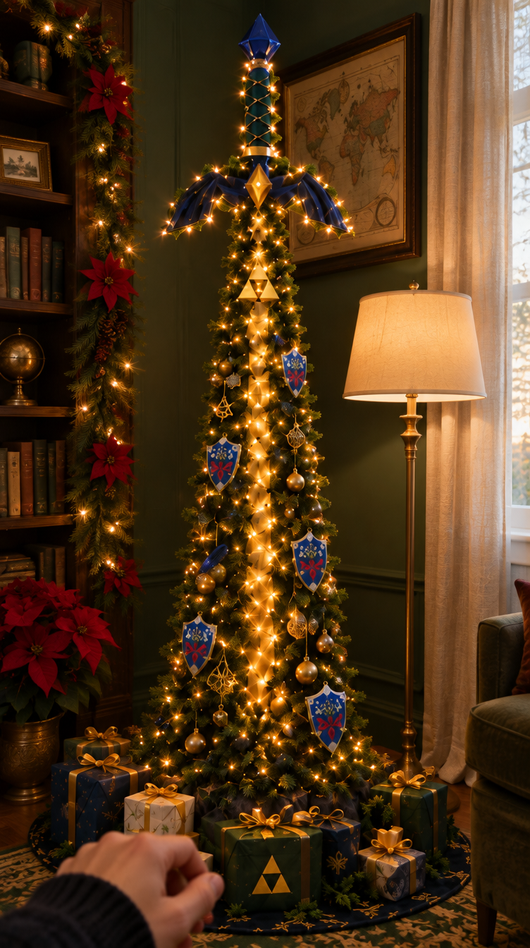 Hylian Tree fireplace winter setting